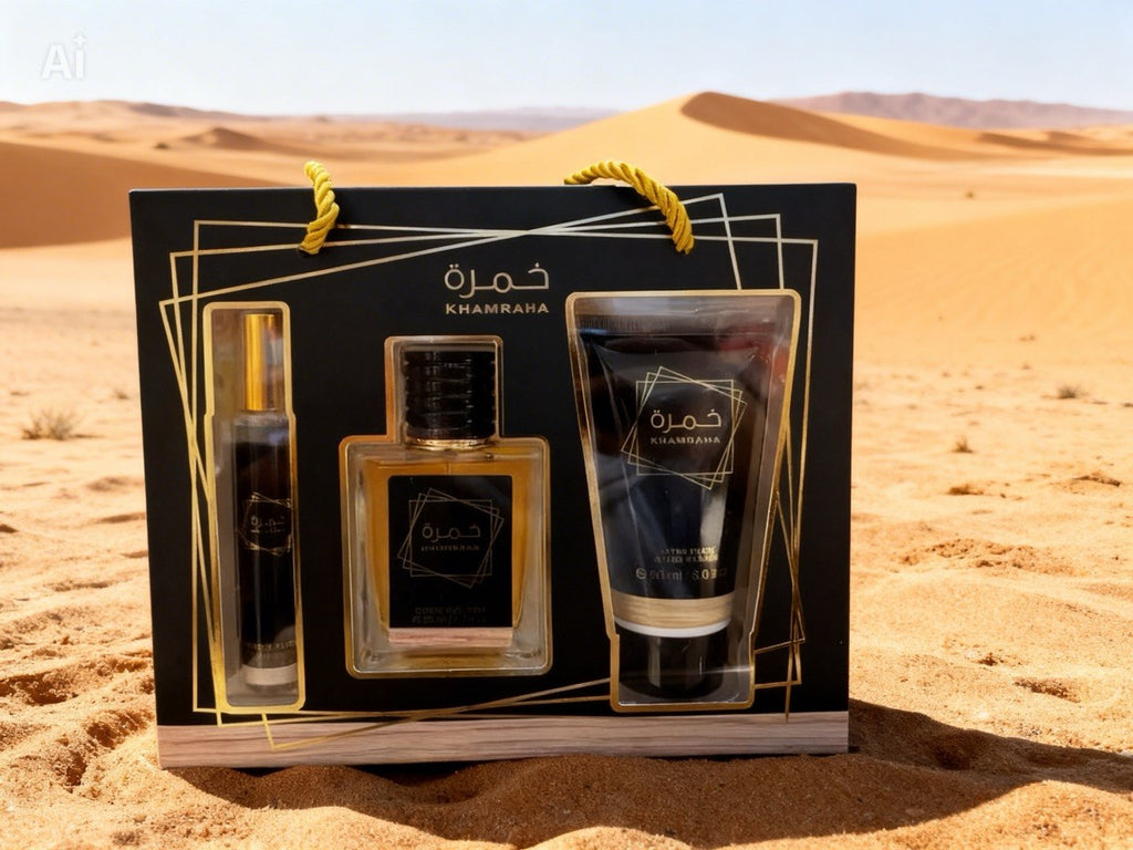 Lattafa Khamrah – Coffret Parfum Oriental Unisexe 90 ml + 50 ml + Gel Douche 20 ml | Cadeau Luxe