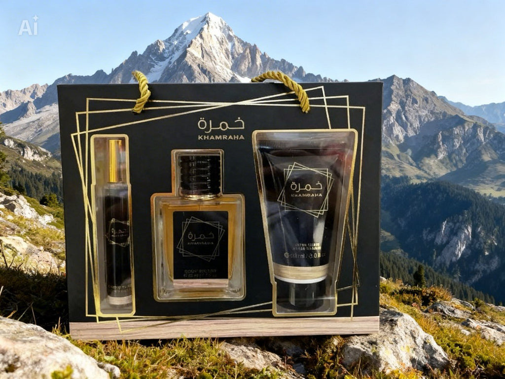 Lattafa Khamrah – Coffret Parfum Oriental Unisexe 90 ml + 50 ml + Gel Douche 20 ml | Cadeau Luxe