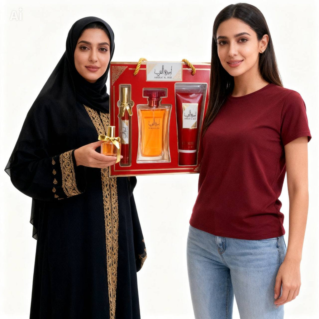 Coffret Ameerat Al Arab – Parfum Femme 90 ml + 50 ml + Gel Douche 20 ml | Cadeau Parfum Oriental